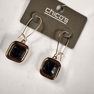 Chico's Gold and Black Faceted Stone Earrings